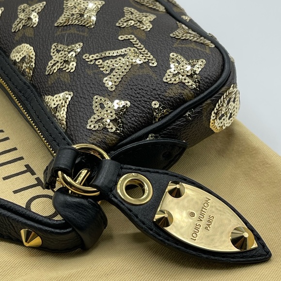 Louis Vuitton Eclipse Mini Pochette Wristlet Limited Edition Sequins Rare Clutch - Picture 5 of 15